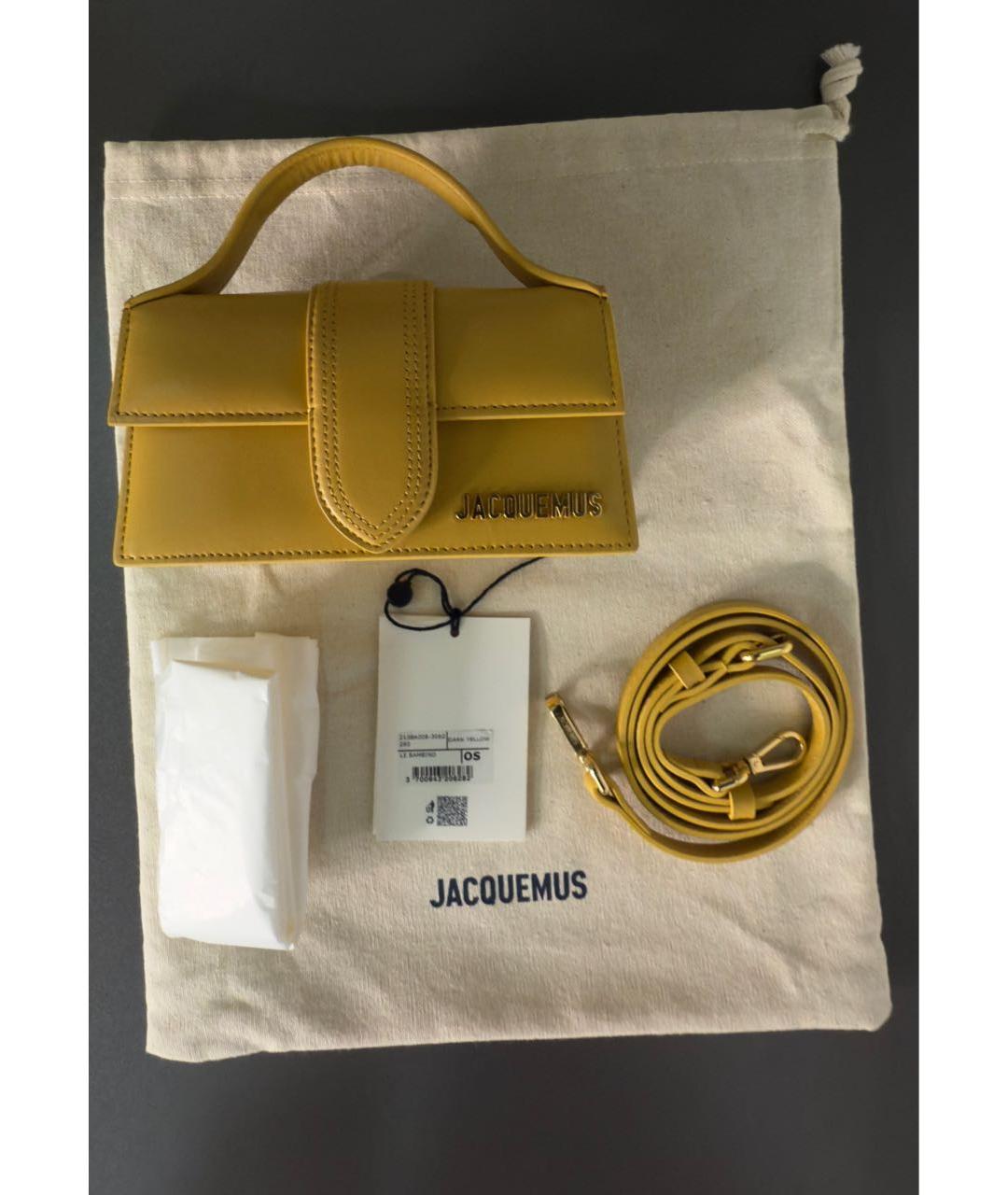 JACQUEMUS Желтая кожаная сумка через плечо, фото 5