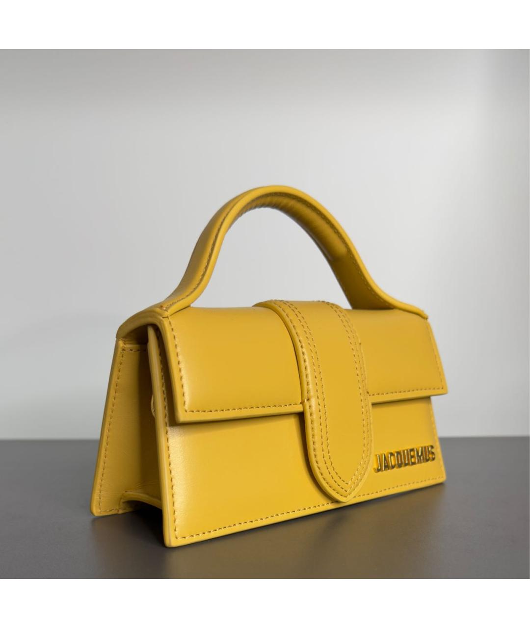 JACQUEMUS Желтая кожаная сумка через плечо, фото 2