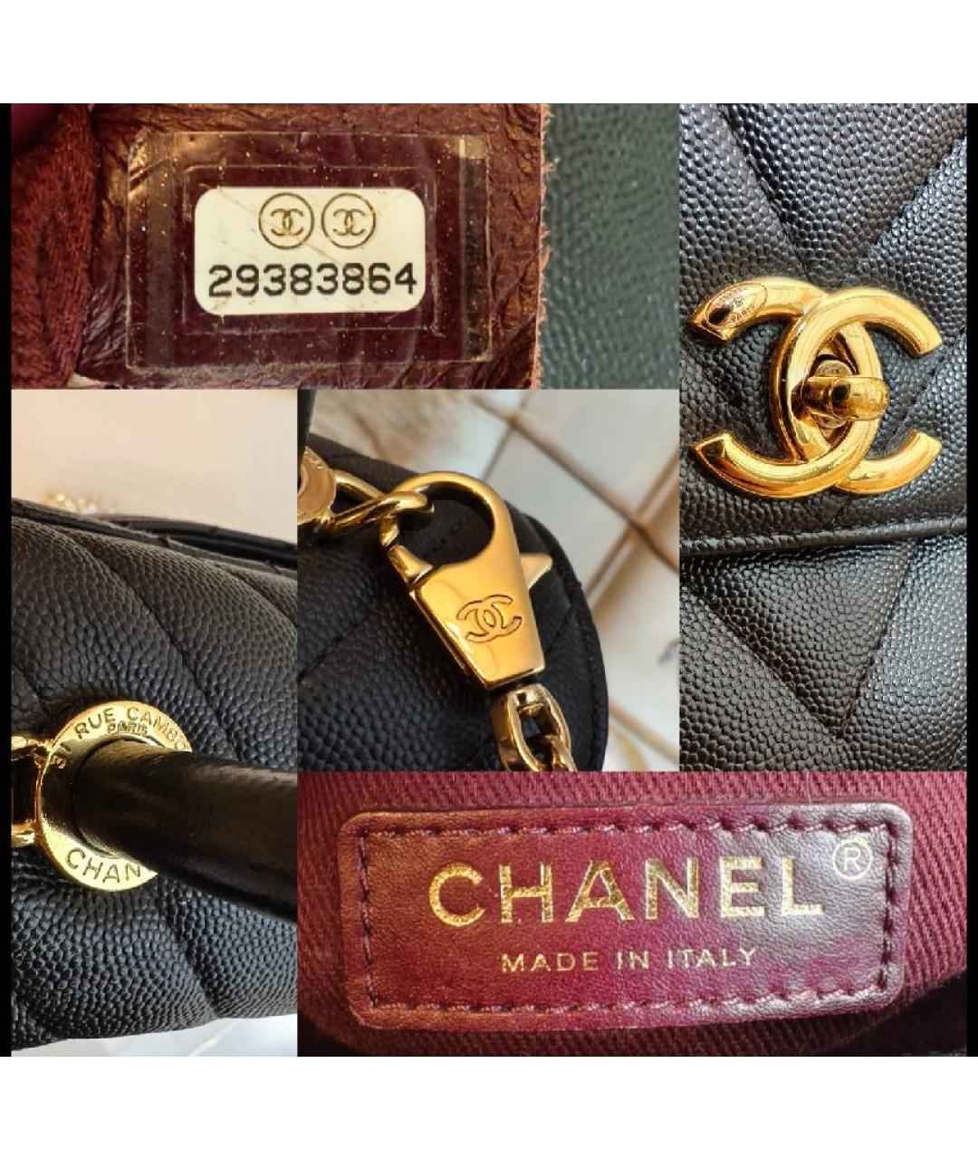 CHANEL Черная кожаная сумка с короткими ручками, фото 5
