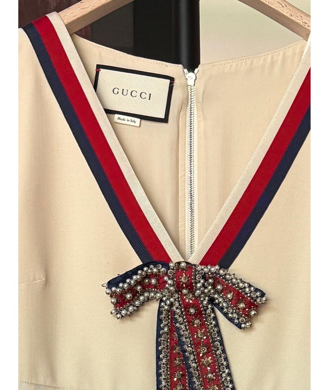 GUCCI Белое шерстяное коктейльное платье, фото 3