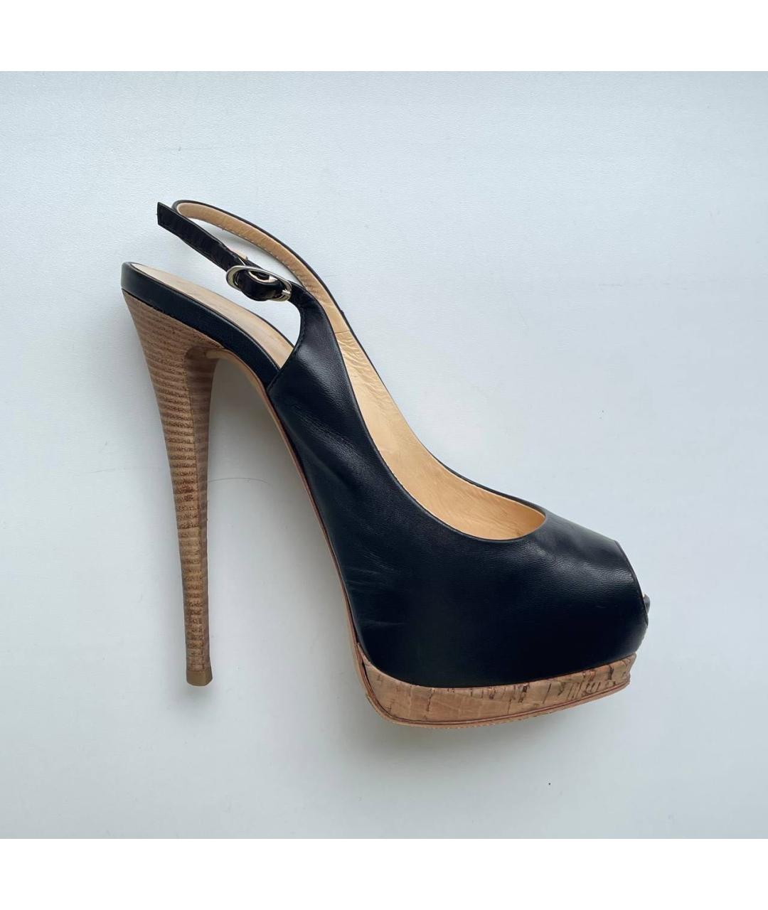 GIUSEPPE ZANOTTI DESIGN Черные кожаные босоножки, фото 7