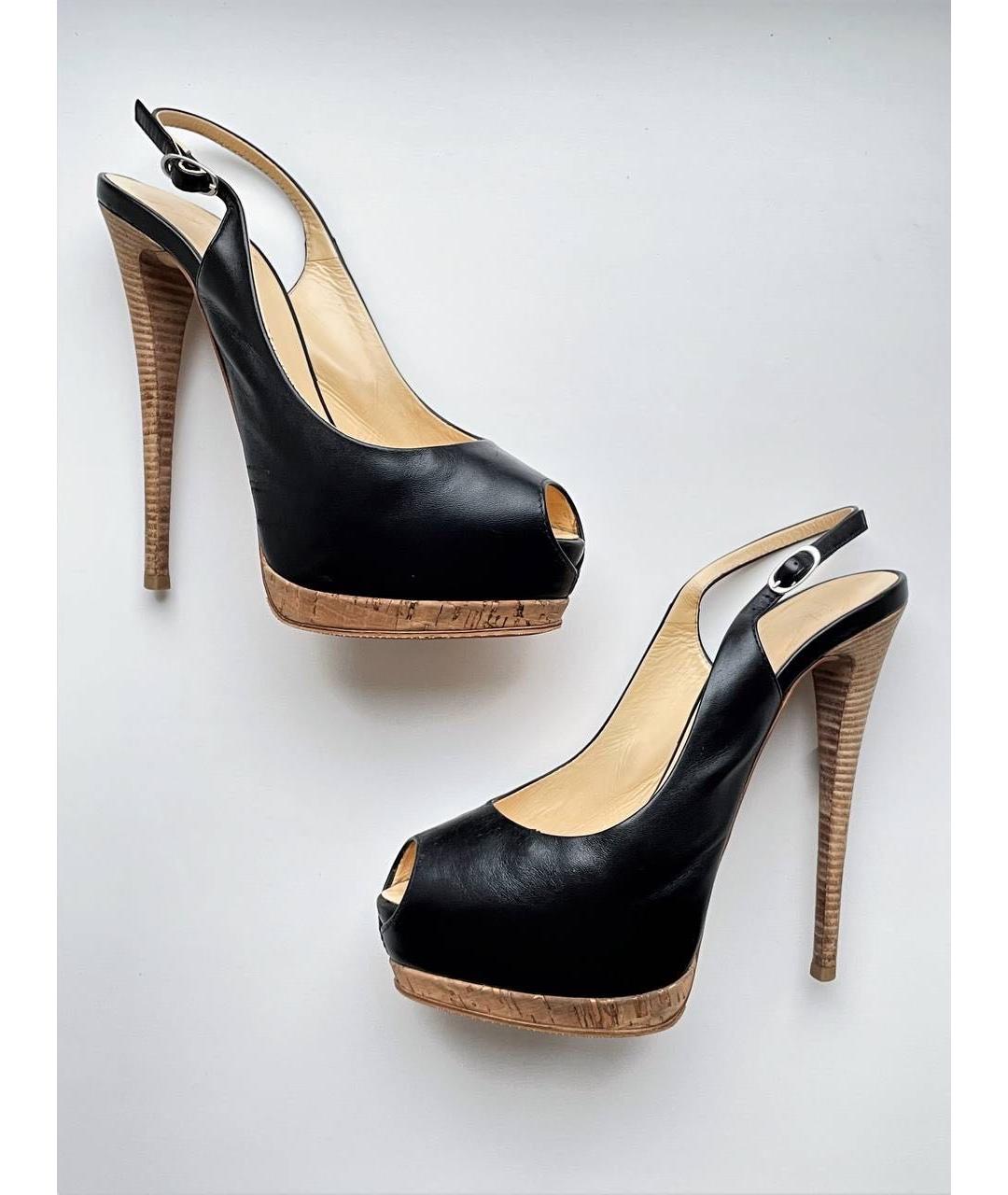GIUSEPPE ZANOTTI DESIGN Черные кожаные босоножки, фото 2