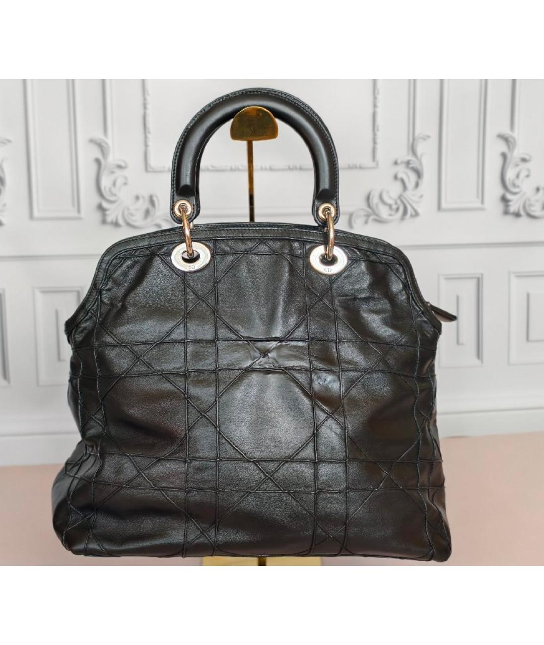 CHRISTIAN DIOR Черная кожаная сумка тоут, фото 3
