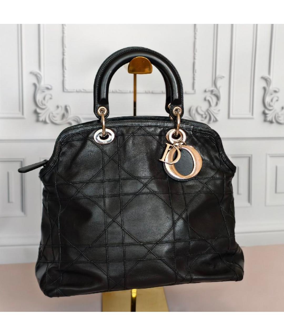 CHRISTIAN DIOR Черная кожаная сумка тоут, фото 2