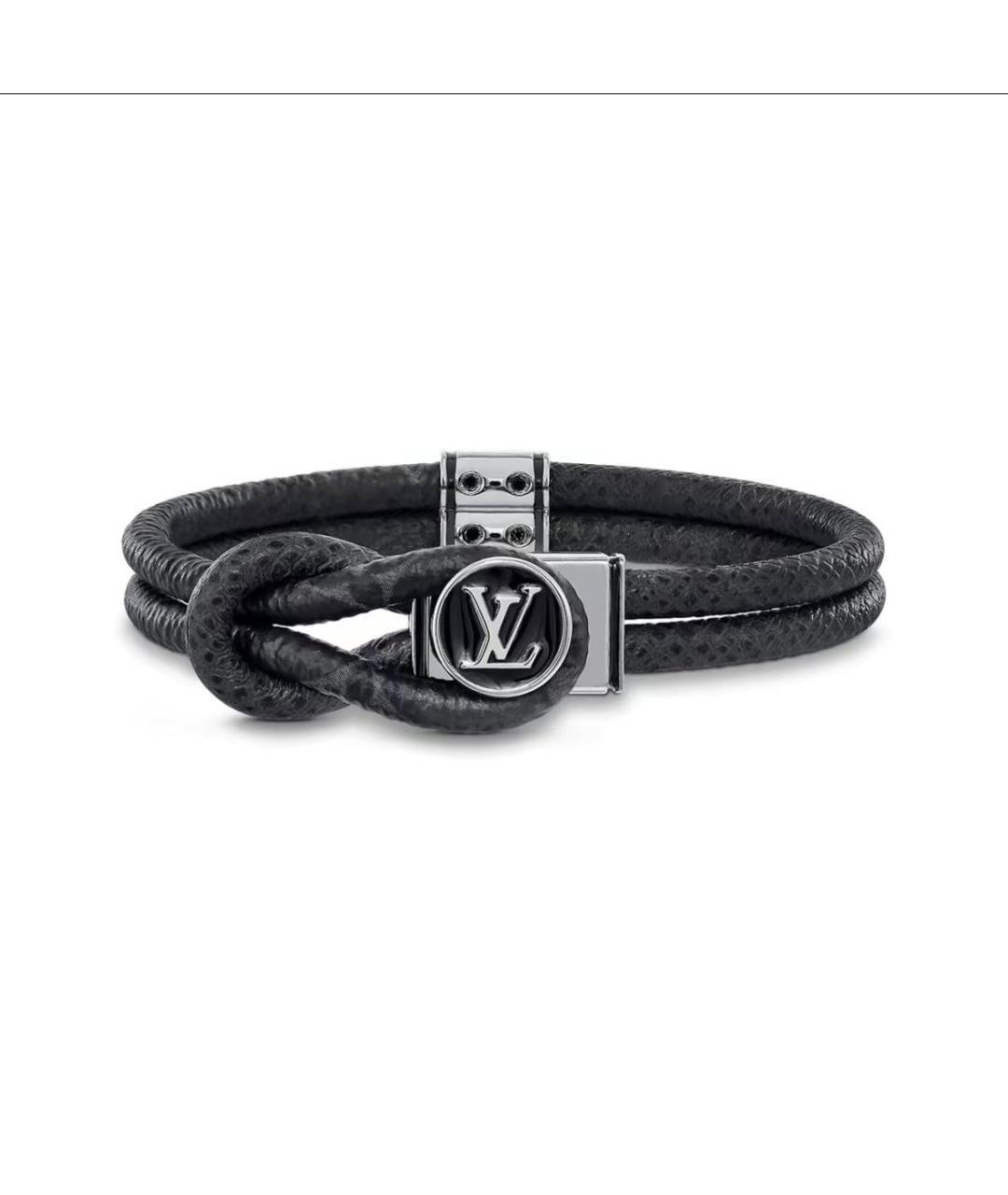 LOUIS VUITTON Черный кожаный браслет, фото 2