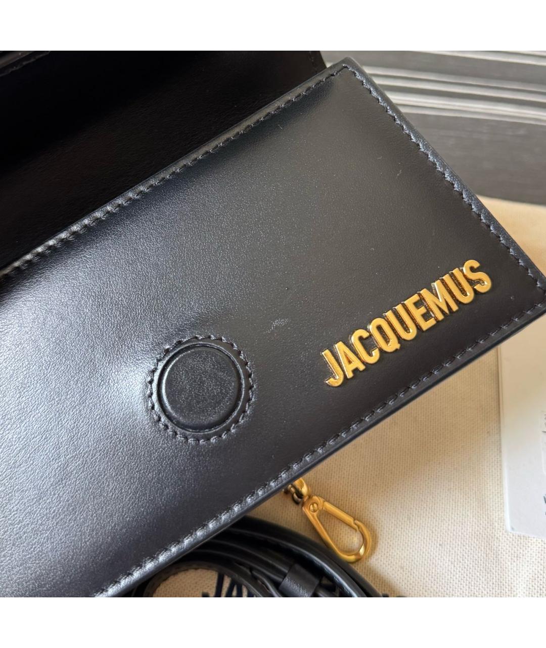 JACQUEMUS Черная кожаная сумка через плечо, фото 7