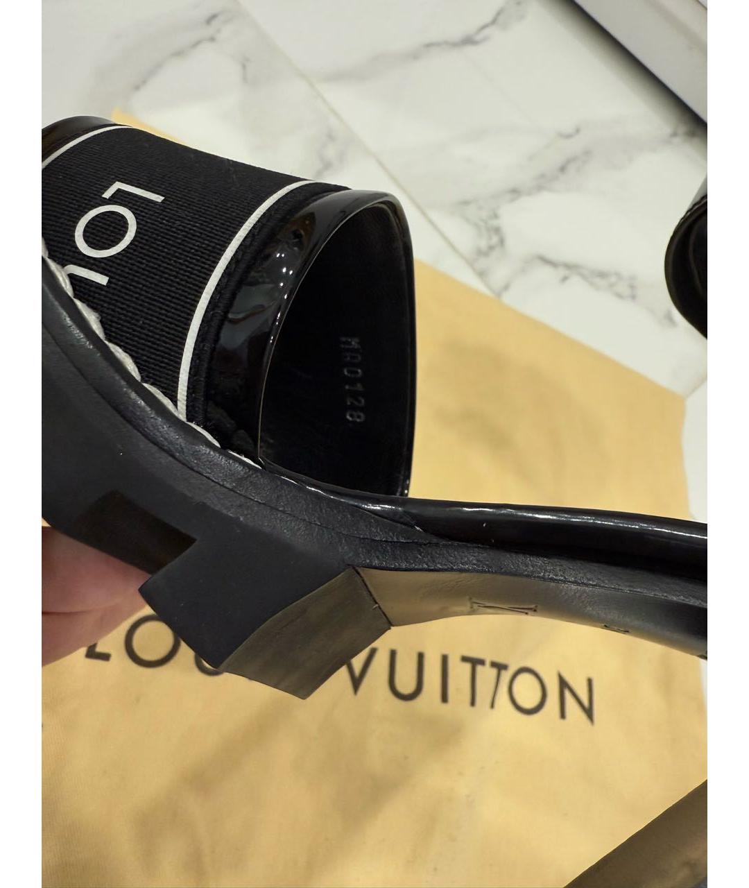 LOUIS VUITTON Черные кожаные босоножки, фото 5