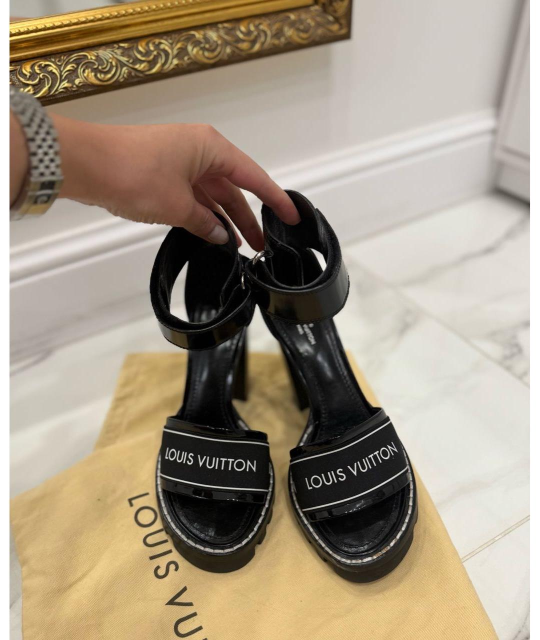 LOUIS VUITTON Черные кожаные босоножки, фото 3