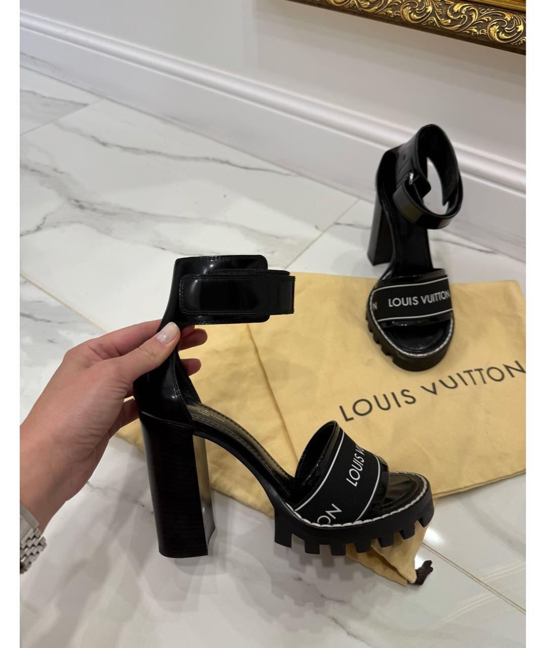 LOUIS VUITTON Черные кожаные босоножки, фото 2