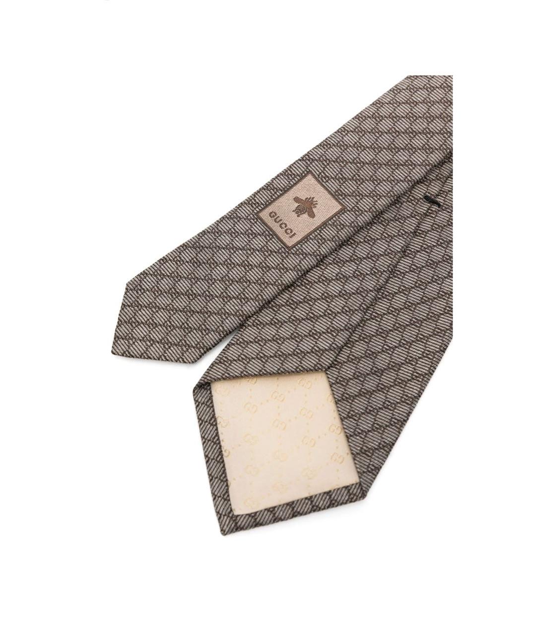 GUCCI Бежевый шелковый галстук, фото 5