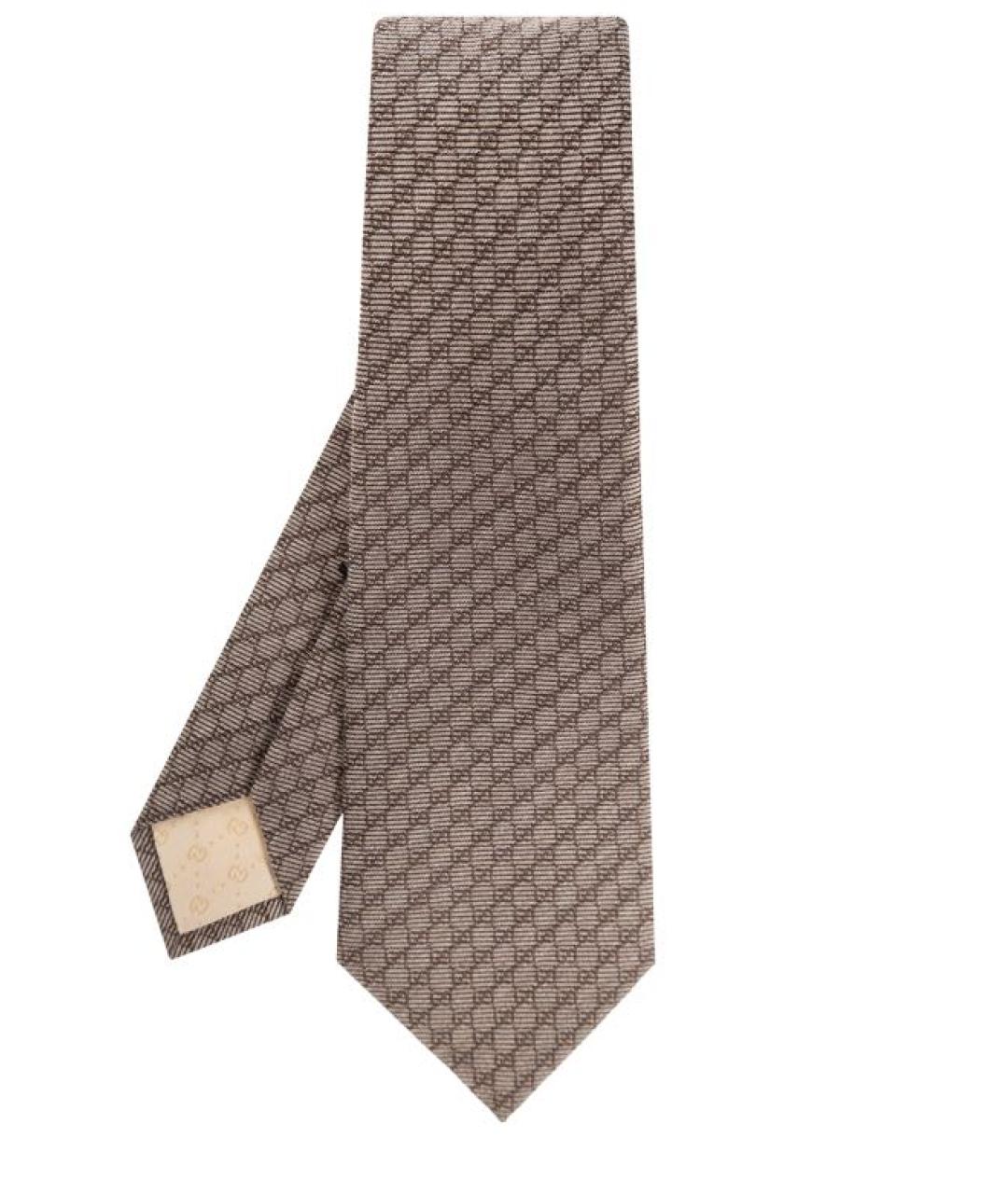 GUCCI Бежевый шелковый галстук, фото 1