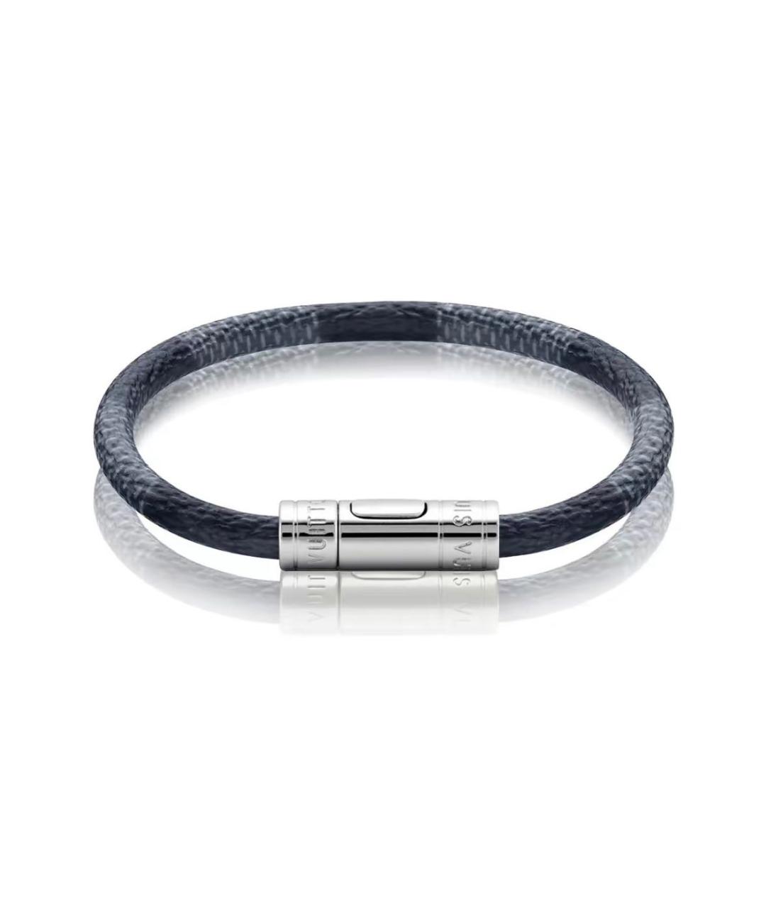 LOUIS VUITTON Серый кожаный браслет, фото 4