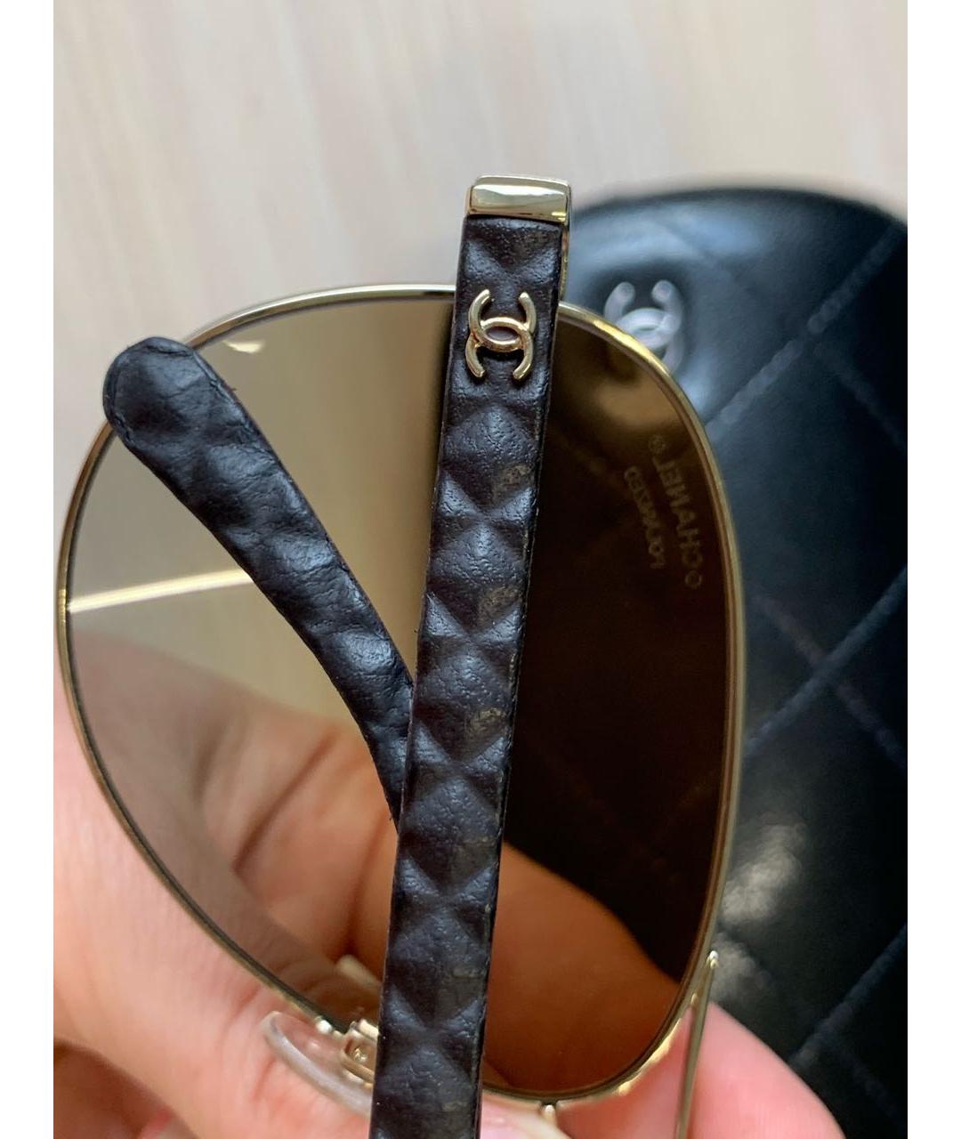 CHANEL Золотые солнцезащитные очки, фото 5