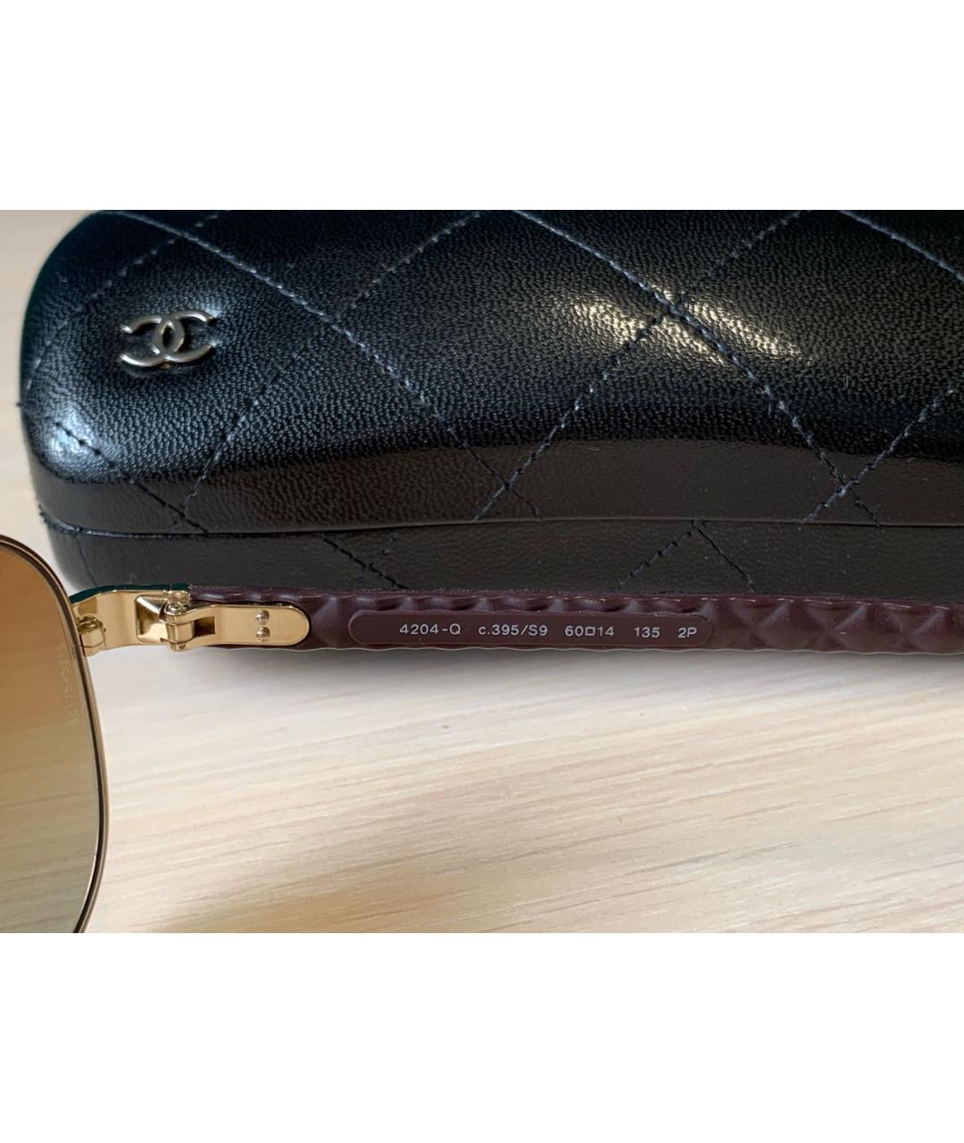 CHANEL Золотые солнцезащитные очки, фото 7