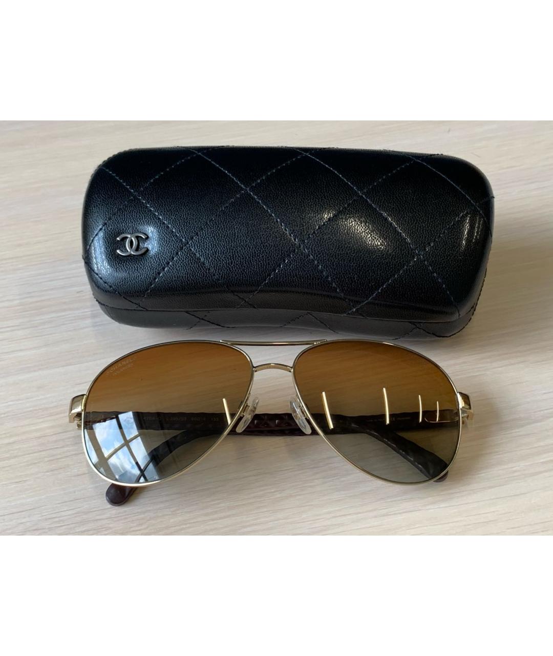 CHANEL Золотые солнцезащитные очки, фото 4