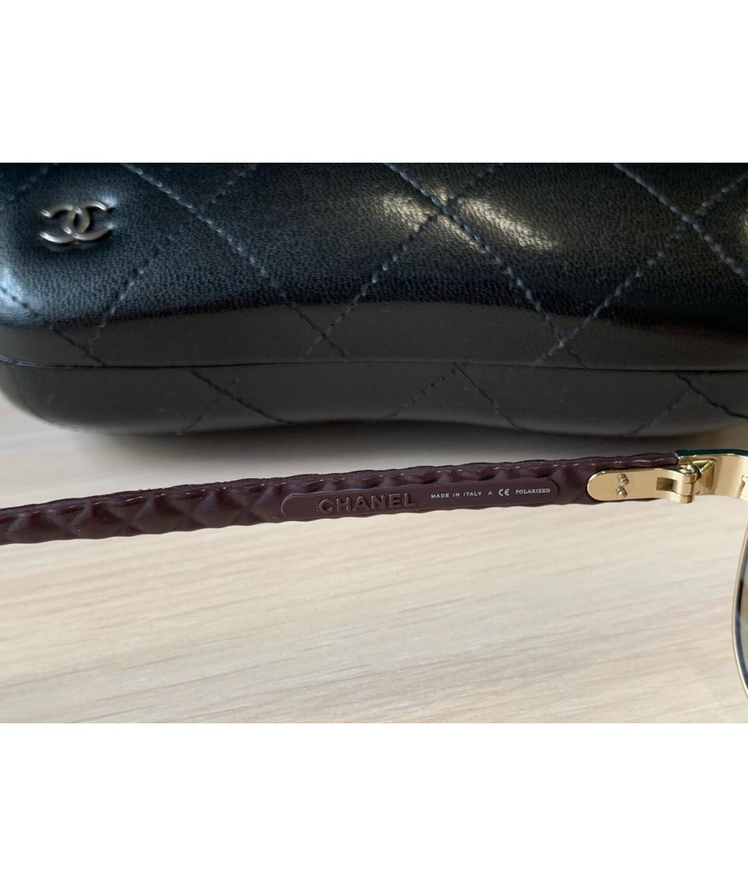 CHANEL Золотые солнцезащитные очки, фото 8
