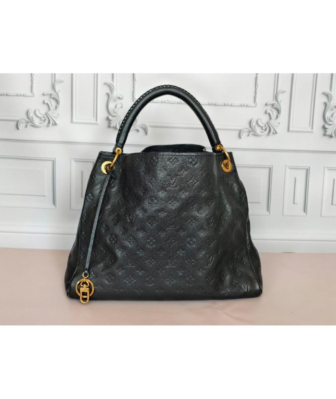 LOUIS VUITTON Черная кожаная сумка тоут, фото 10