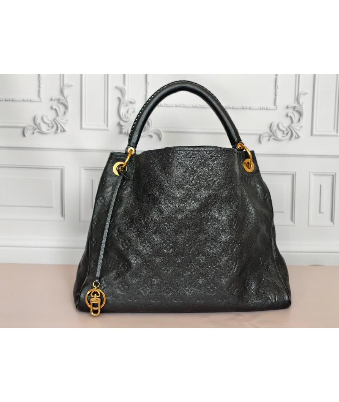LOUIS VUITTON Черная кожаная сумка тоут, фото 4