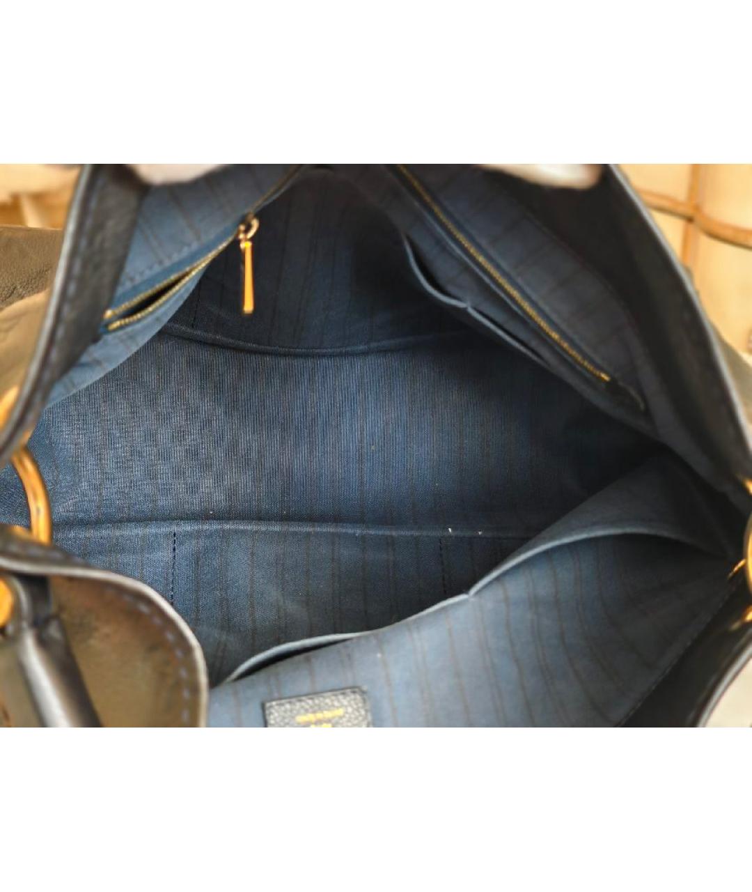 LOUIS VUITTON Черная кожаная сумка тоут, фото 7