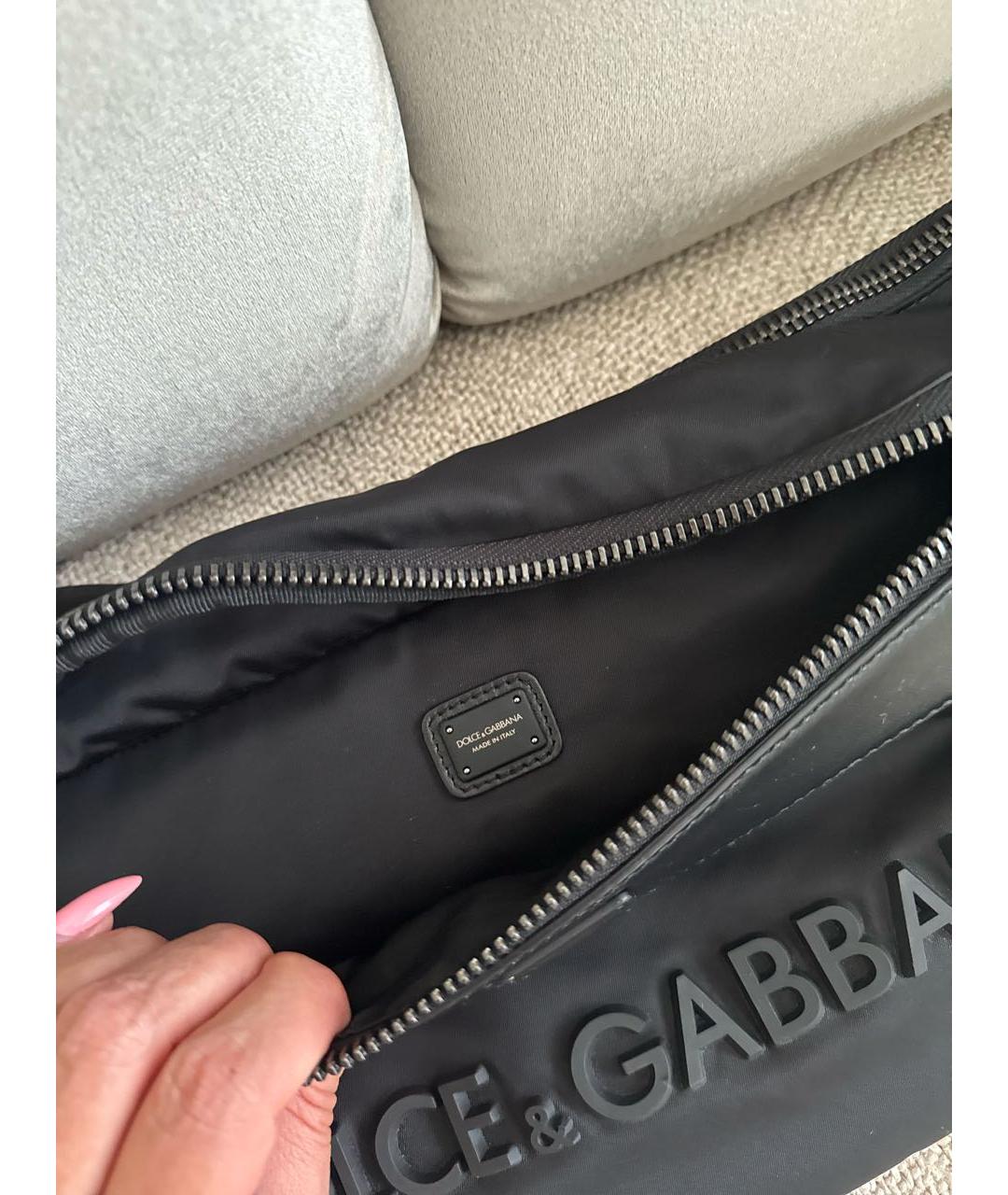 DOLCE&GABBANA Черная кожаная поясная сумка, фото 4
