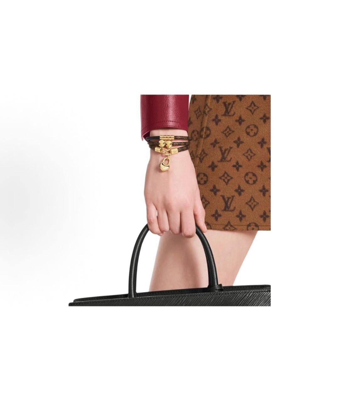 LOUIS VUITTON Коричневый кожаный браслет, фото 4