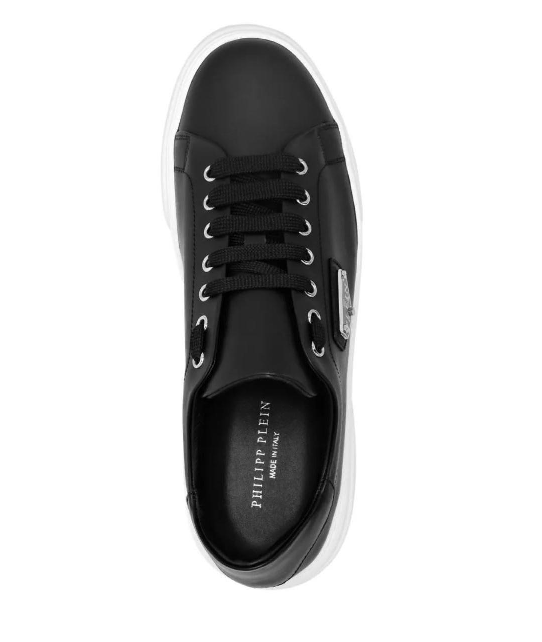 PHILIPP PLEIN Черные кожаные низкие кроссовки / кеды, фото 2