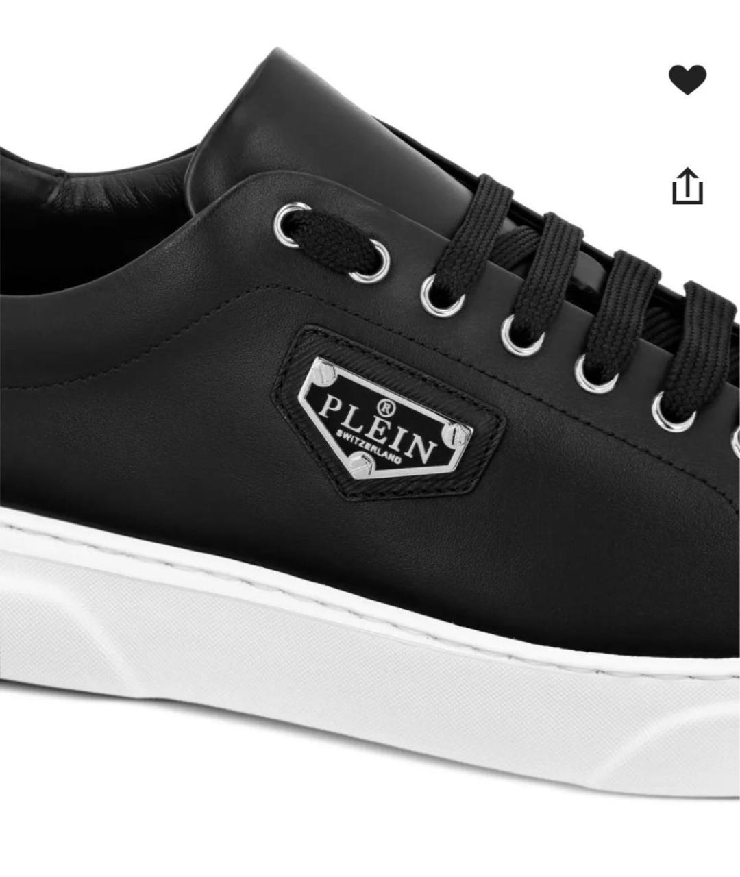 PHILIPP PLEIN Черные кожаные низкие кроссовки / кеды, фото 5
