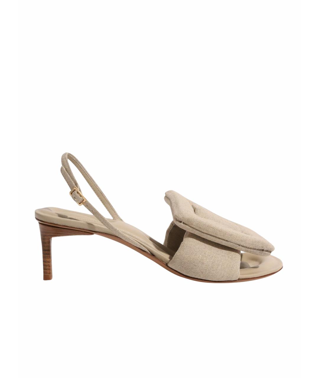 JACQUEMUS Бежевые кожаные босоножки, фото 1
