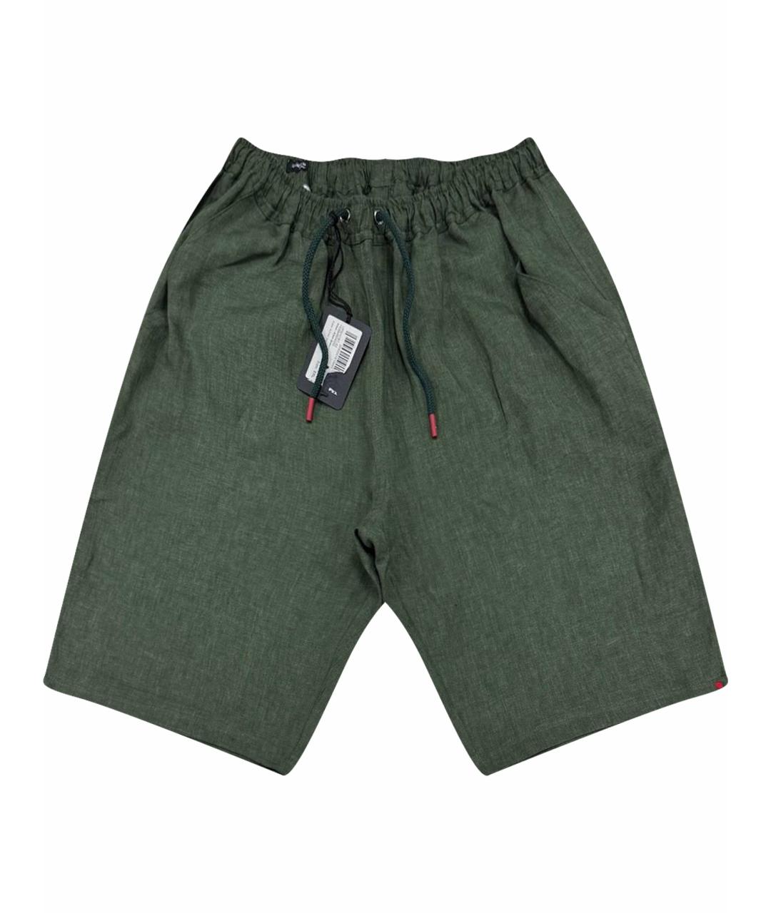 KITON Хаки льняные шорты, фото 1