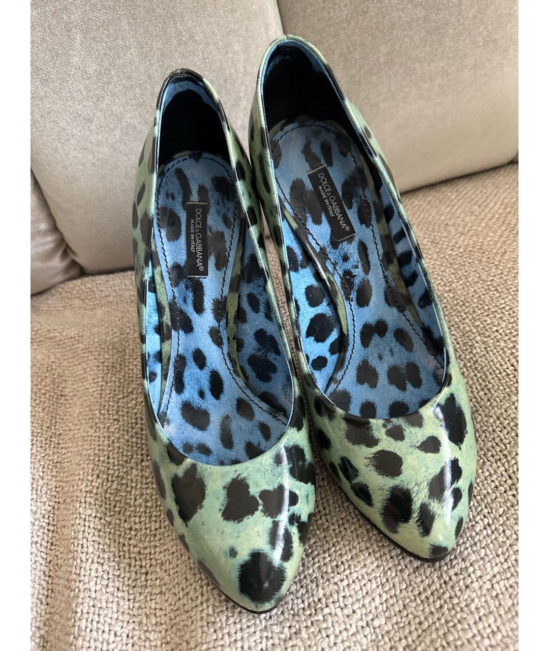 DOLCE&GABBANA Бирюзовые туфли из лакированной кожи, фото 4