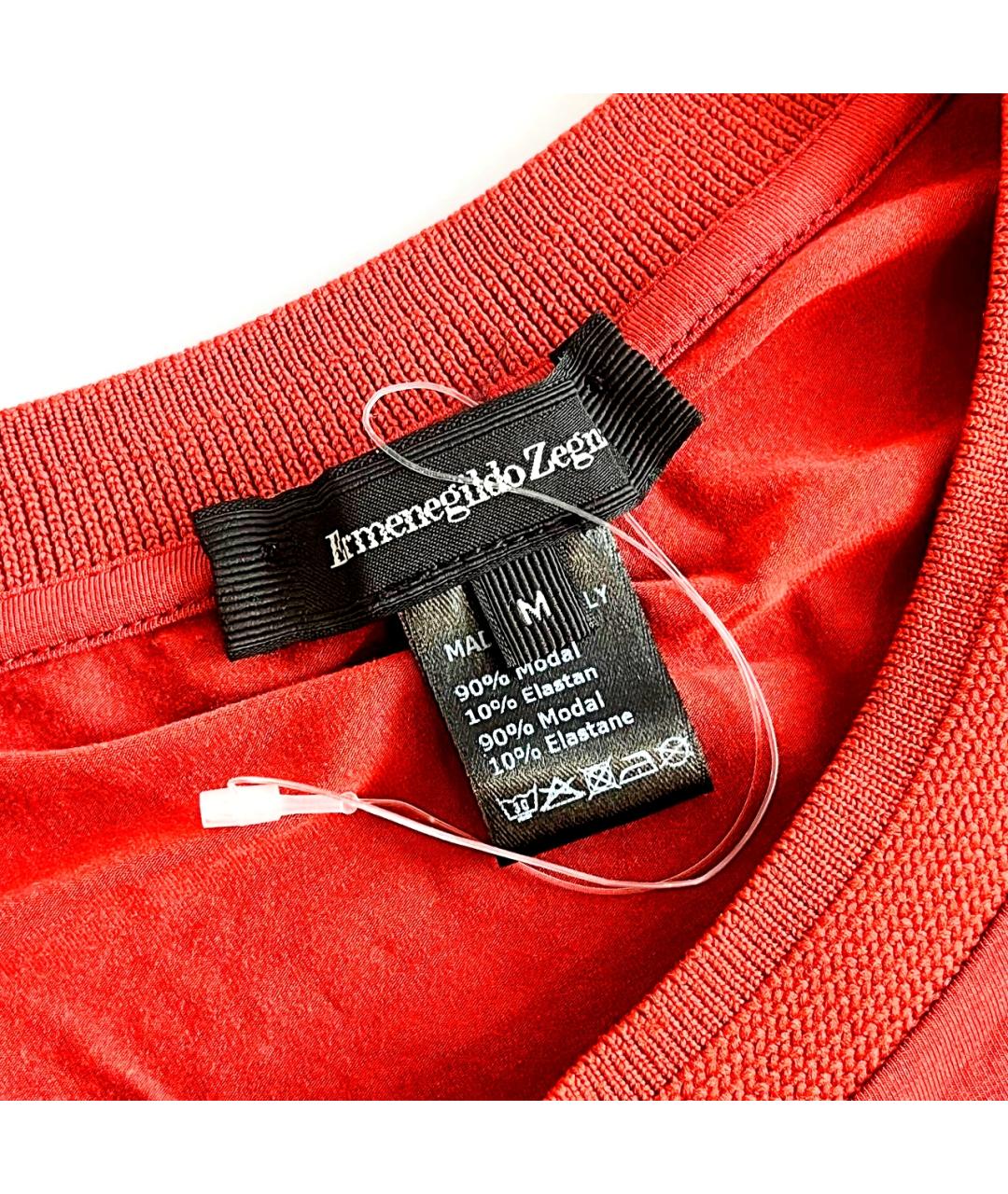 ERMENEGILDO ZEGNA XXX Красная хлопковая футболка, фото 5