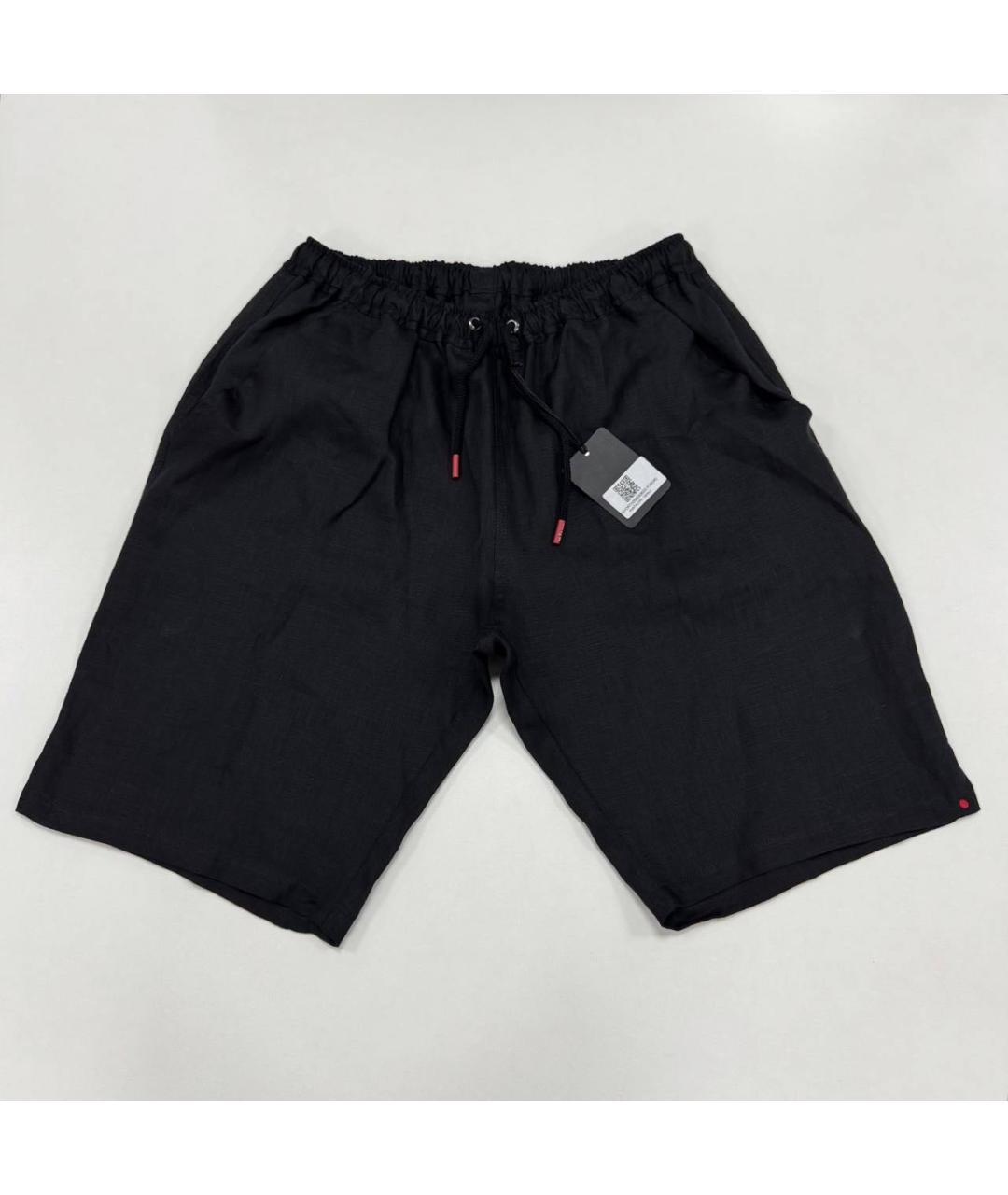 KITON Черные льняные шорты, фото 5