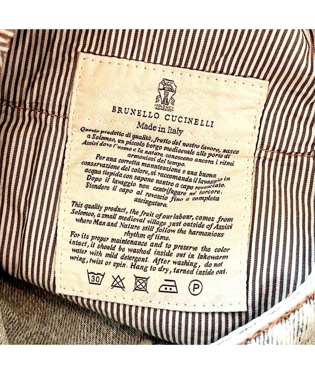 BRUNELLO CUCINELLI Серые хлопковые прямые джинсы, фото 6