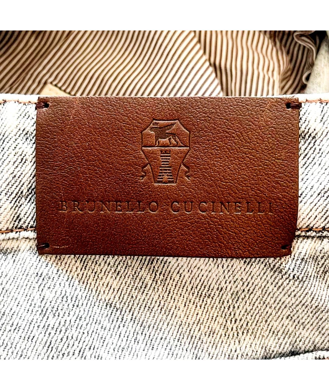 BRUNELLO CUCINELLI Серые хлопковые прямые джинсы, фото 7
