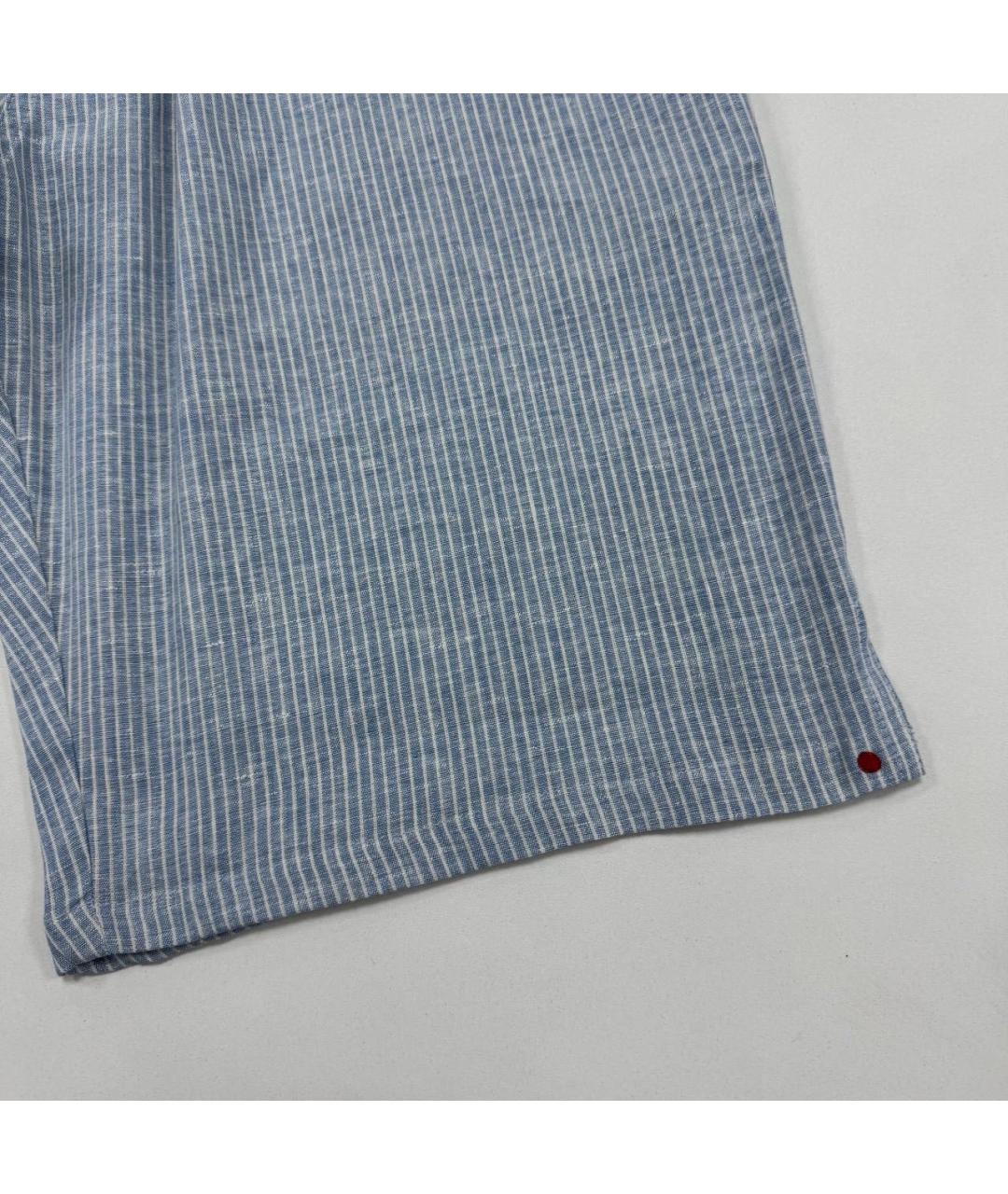 KITON Голубые льняные шорты, фото 3