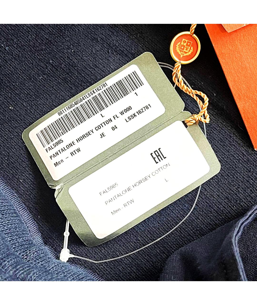 LORO PIANA Синие хлопковые повседневные брюки, фото 7