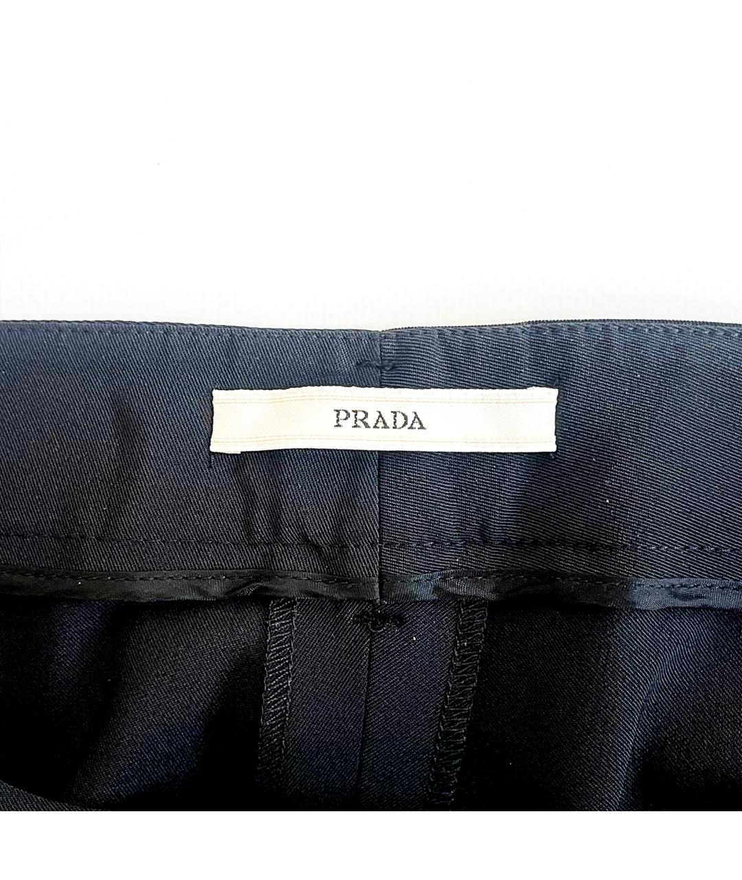 PRADA Черные полиамидовые классические брюки, фото 4