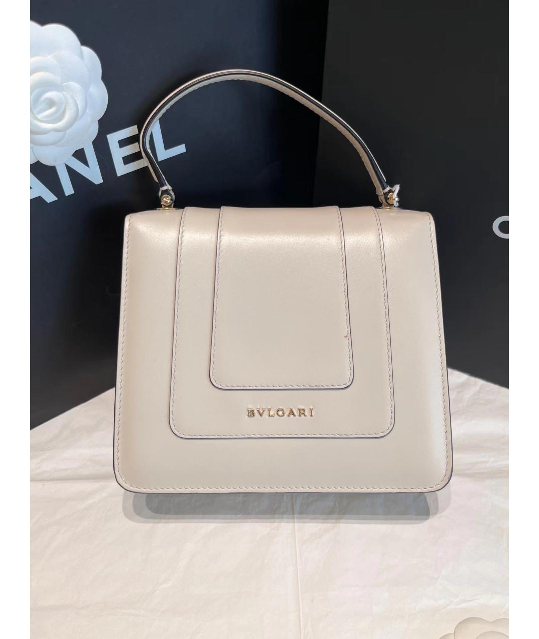 BVLGARI Белая кожаная сумка через плечо, фото 2