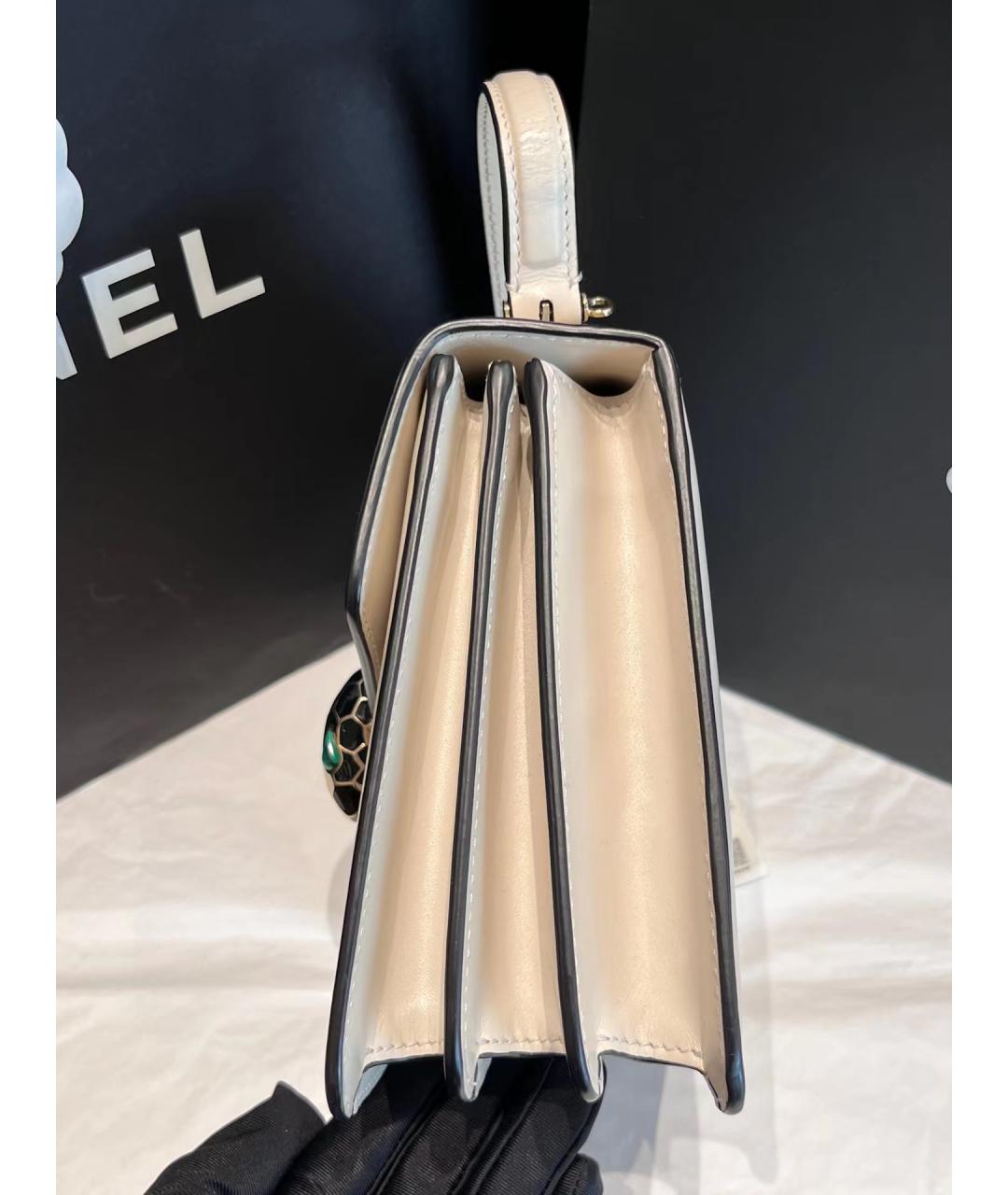 BVLGARI Белая кожаная сумка через плечо, фото 4