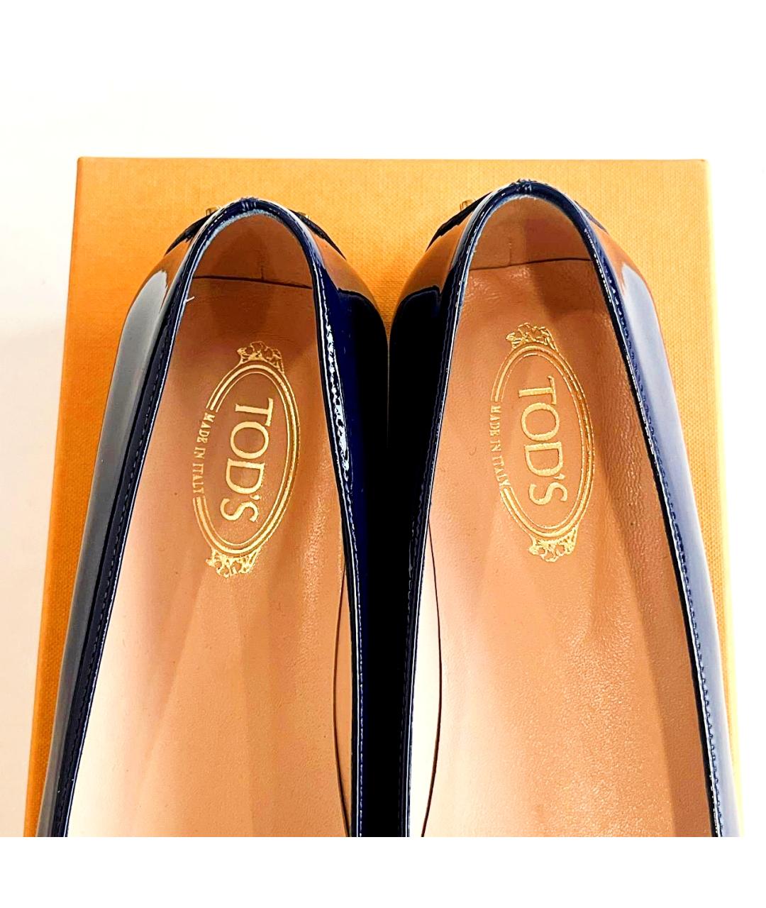 TOD'S Синие балетки из лакированной кожи, фото 6