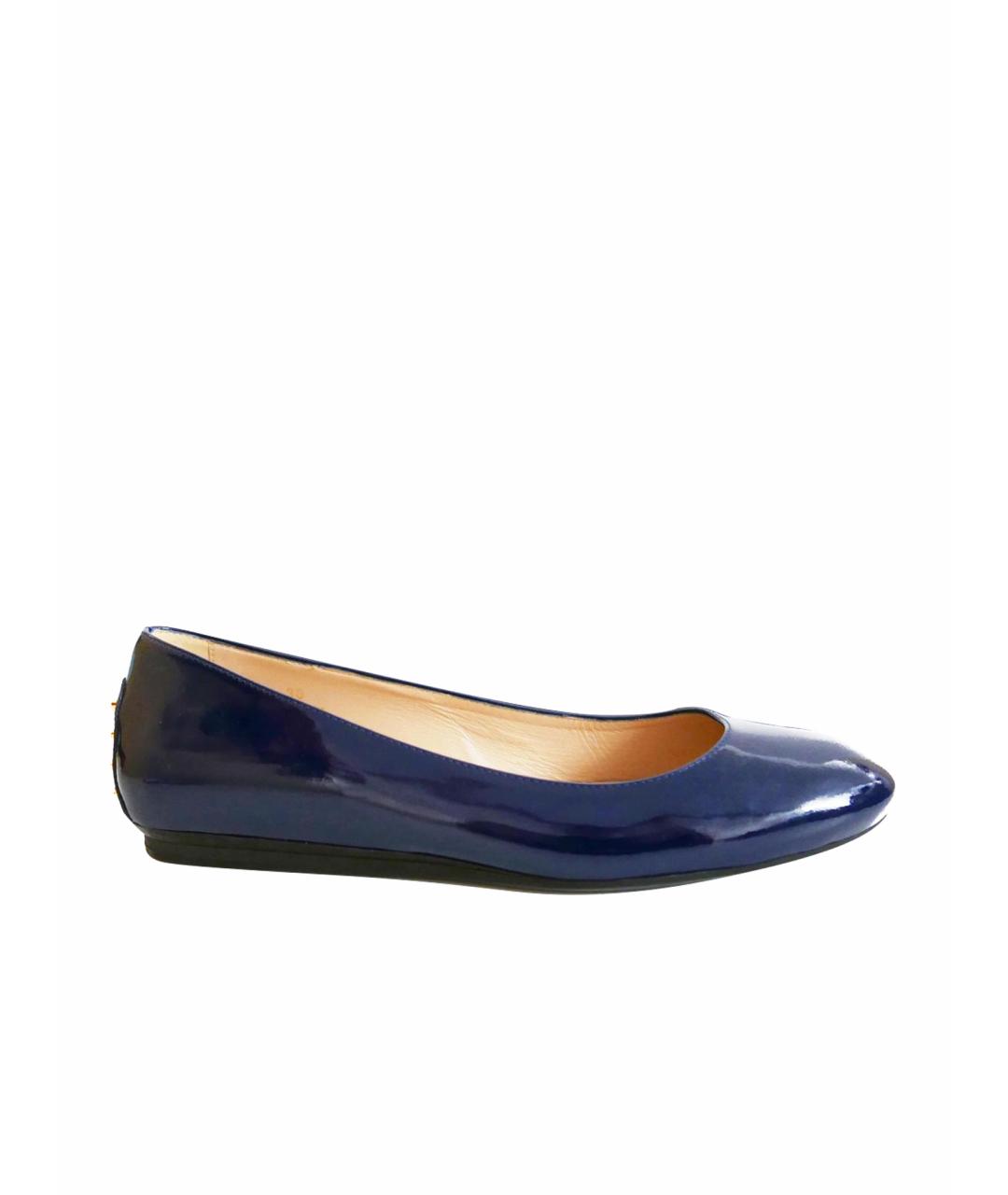TOD'S Синие балетки из лакированной кожи, фото 1