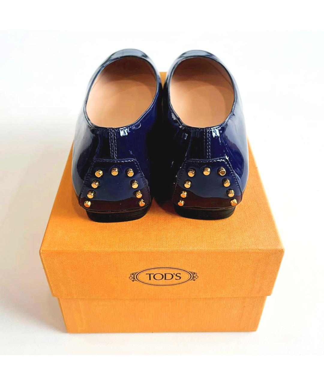 TOD'S Синие балетки из лакированной кожи, фото 4