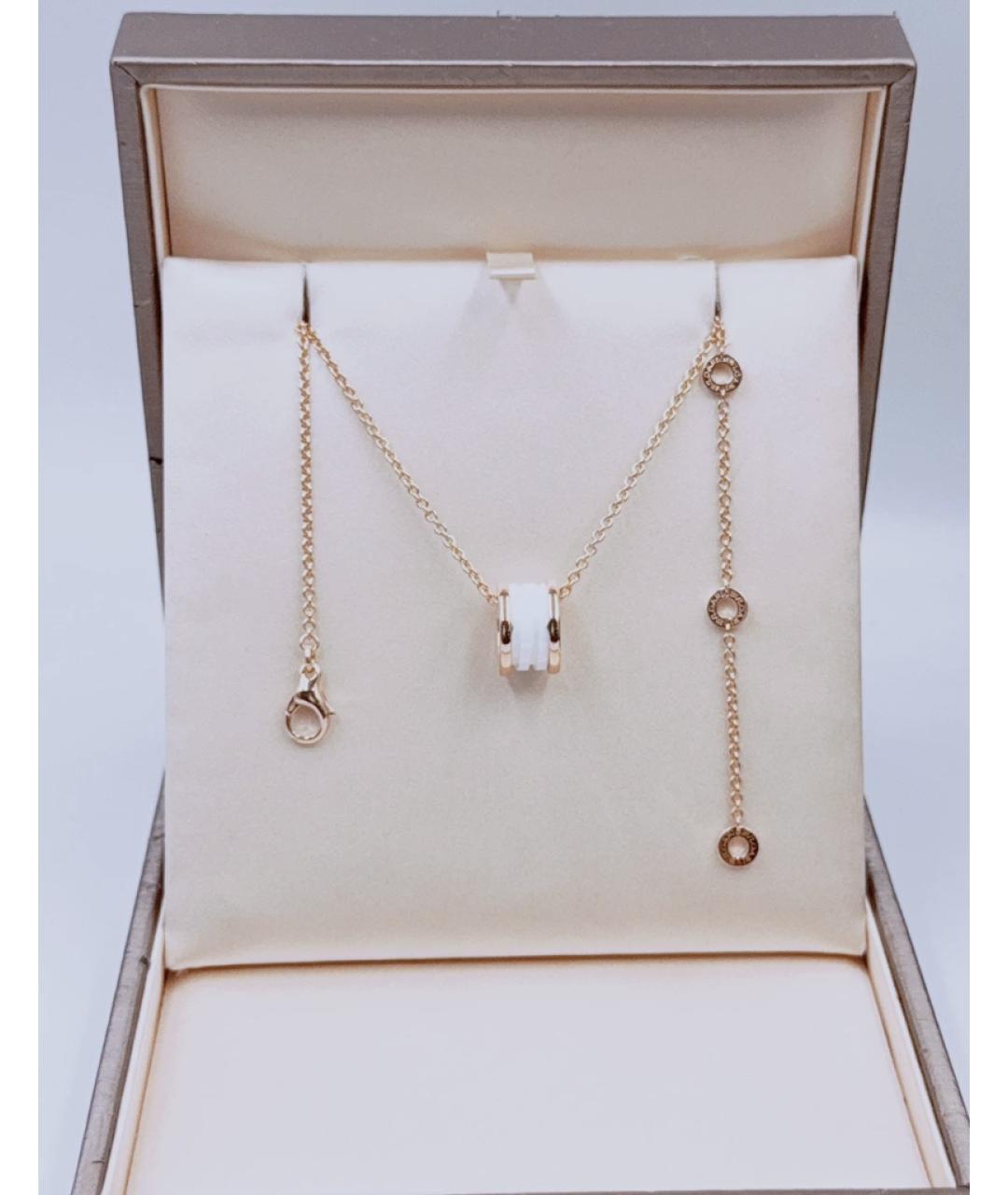 BVLGARI Белая подвеска из розового золота, фото 3