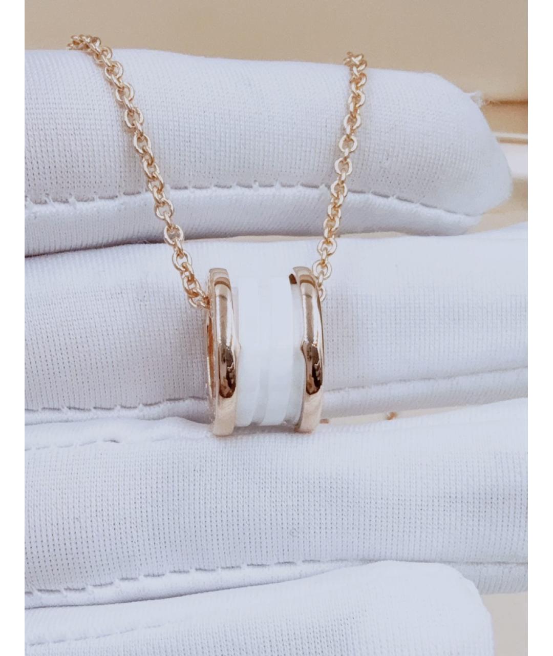 BVLGARI Белая подвеска из розового золота, фото 4