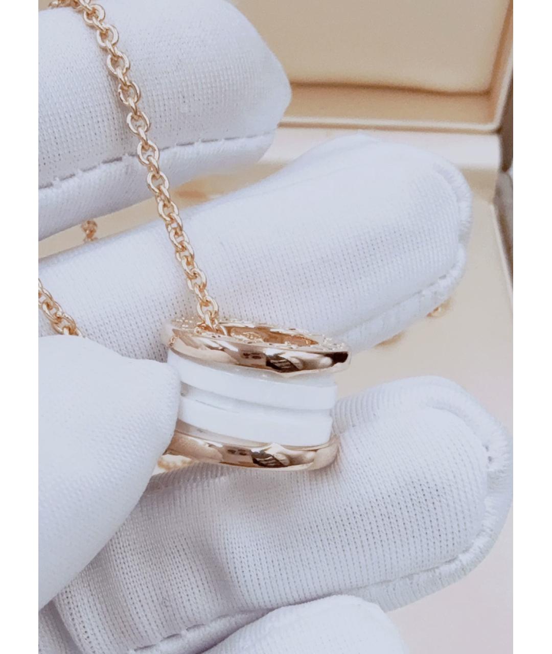 BVLGARI Белая подвеска из розового золота, фото 6