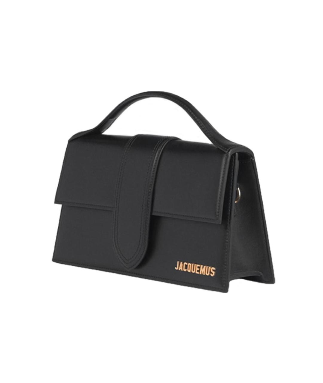 JACQUEMUS Черная кожаная сумка с короткими ручками, фото 3