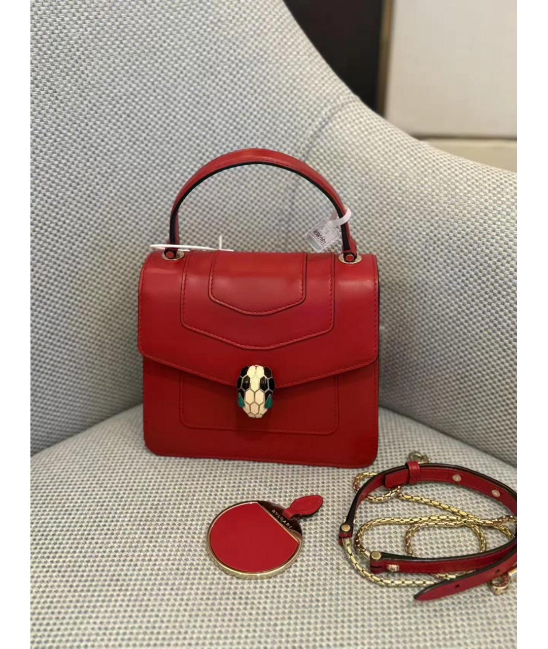 BVLGARI Красная кожаная сумка через плечо, фото 2