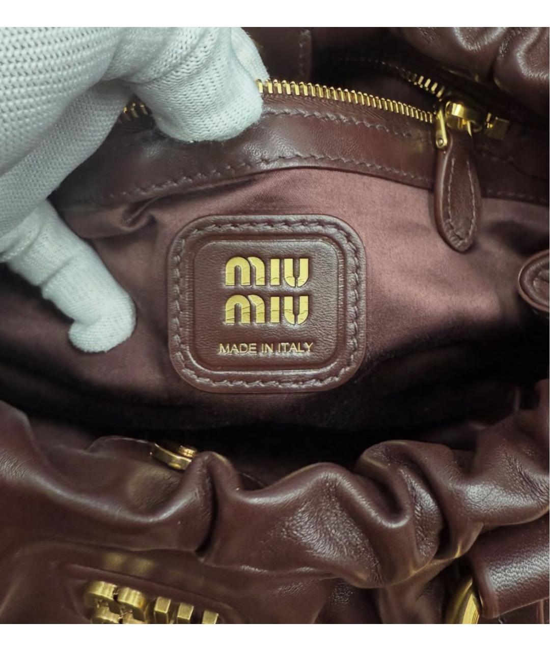MIU MIU Коричневая кожаная сумка через плечо, фото 4