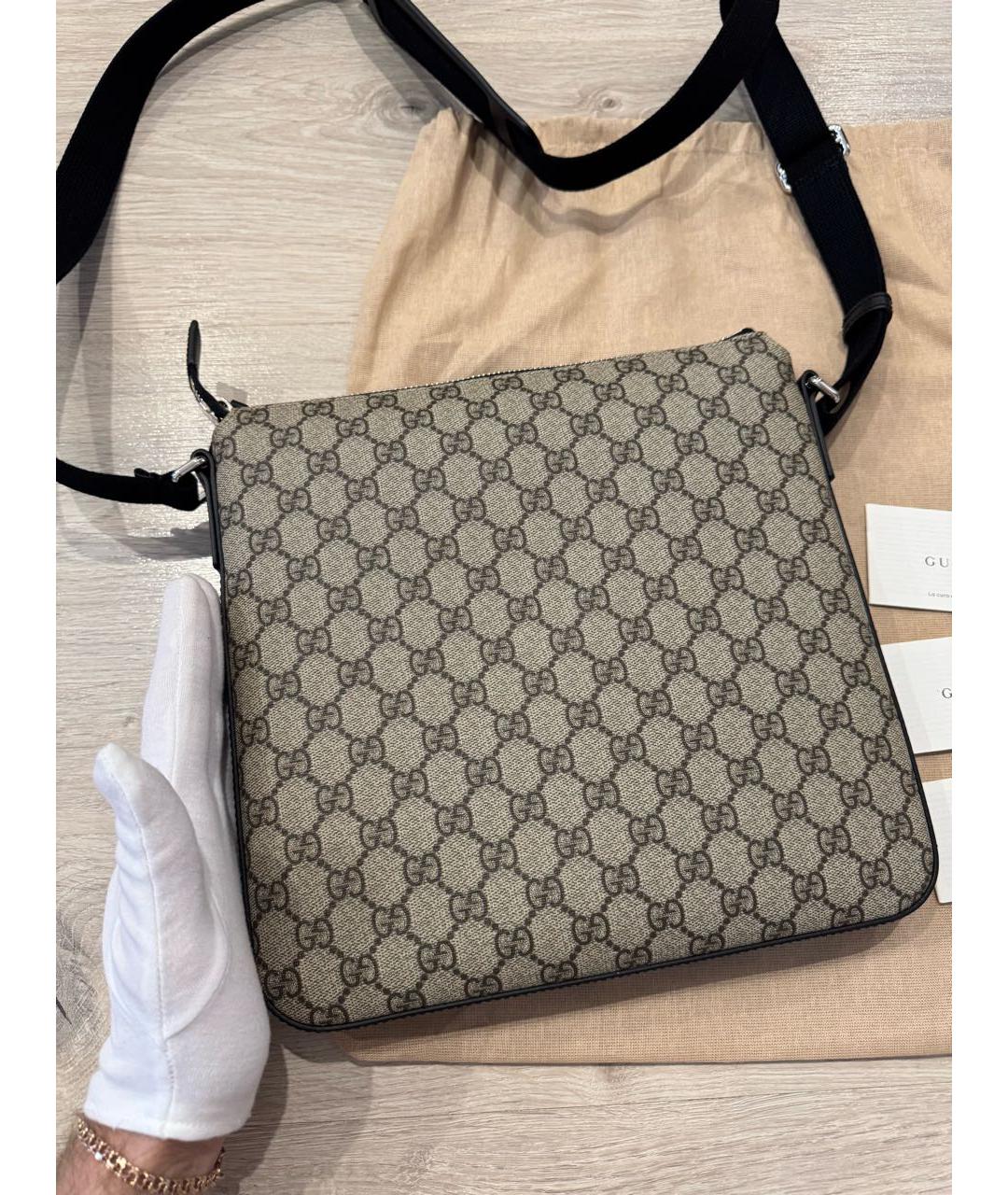 GUCCI Бежевая кожаная сумка на плечо, фото 5