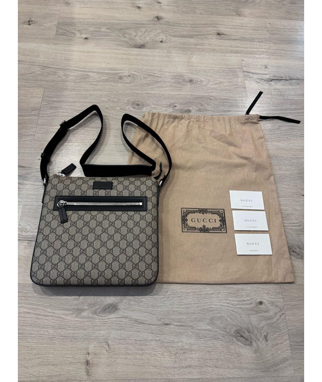 GUCCI Бежевая кожаная сумка на плечо, фото 8